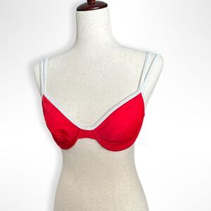 VTG 90s Nautica Red & White Trim, Underwire Bikini Top, 12